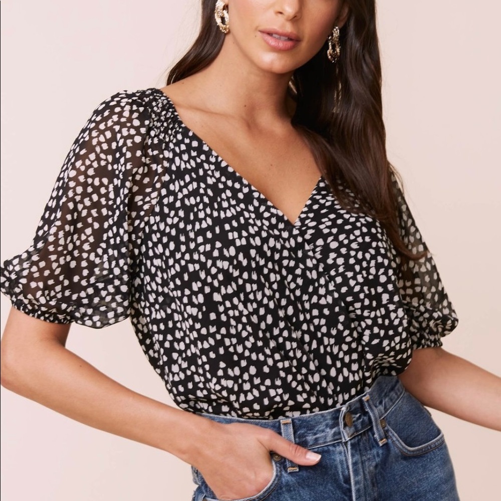 ASTR the Label V-Neck Wrap Front Bodysuit Drop Back